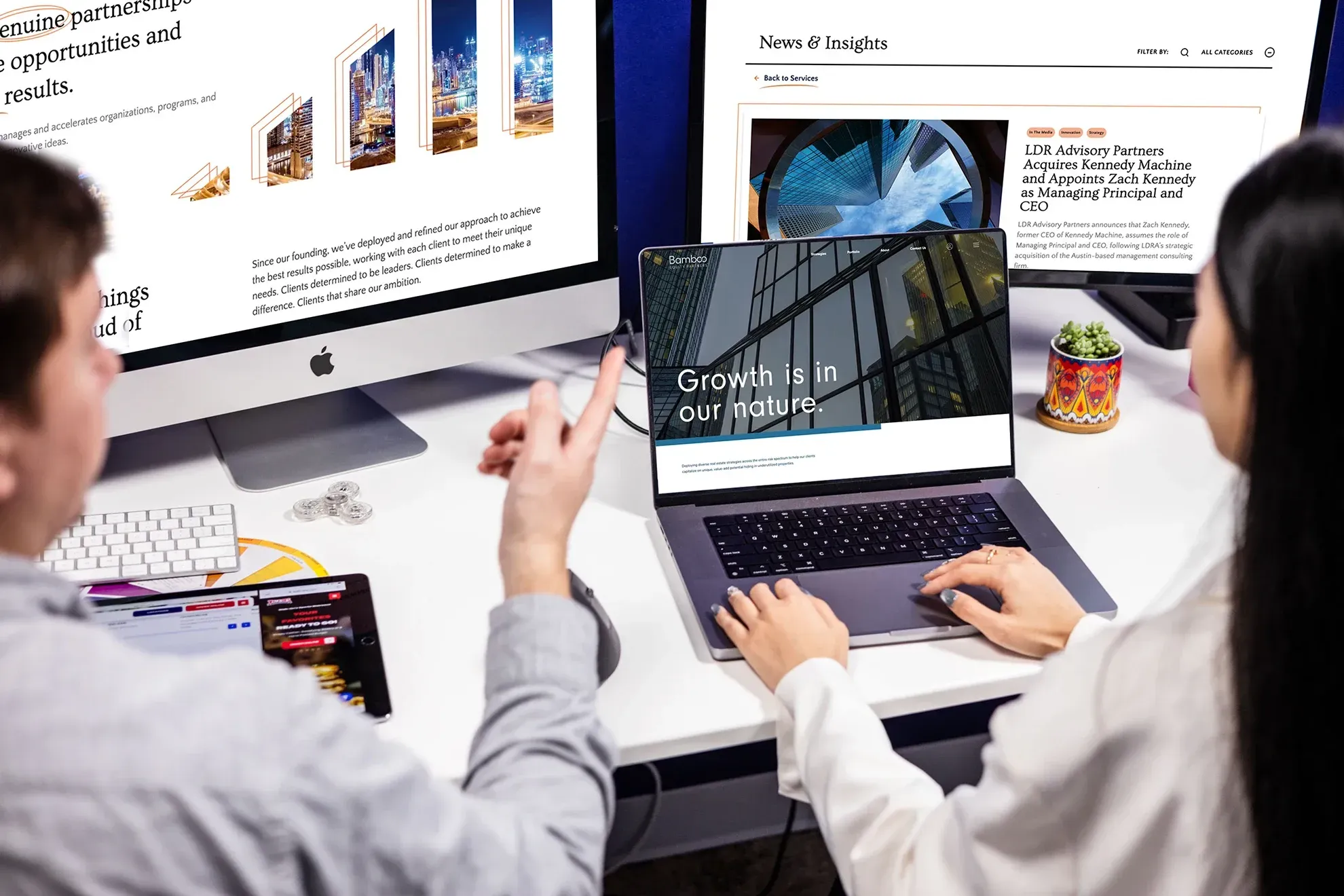 Financial services website design and development services. A Financial services website open on multiple devices.